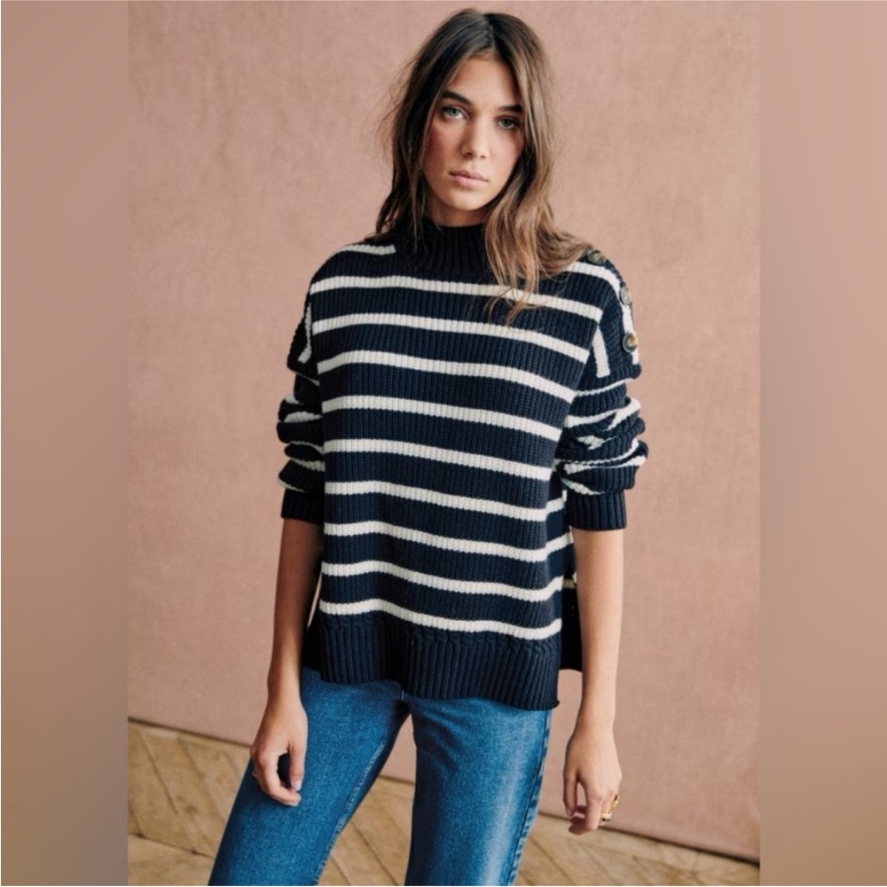 Sezane Adrian Sweater Navy / Ecru